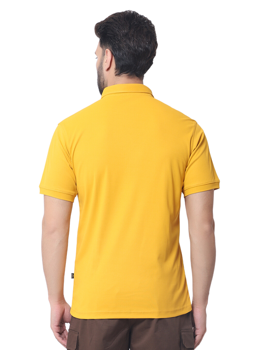 yellow polo neck t shirt