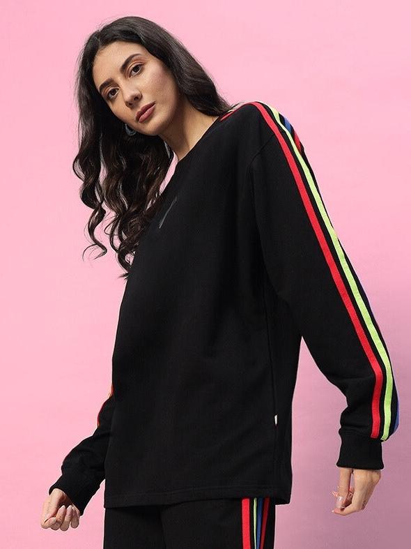 WOMEN'S RAINBOW COLORBLOCK SWEATSHIRT (BLACK)