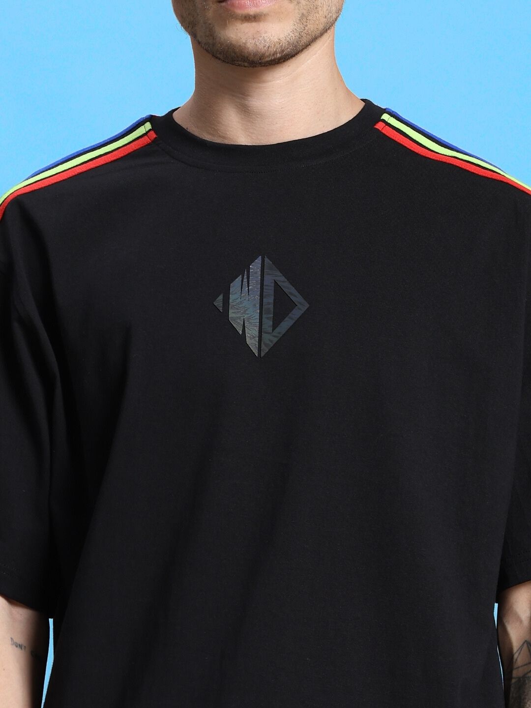 RAINBOW OVER-SIZED T-SHIRT (BLACK)