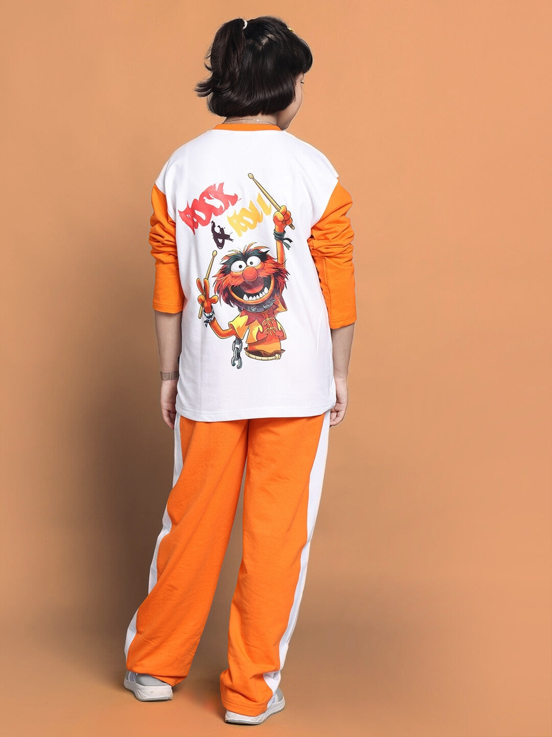 Rock & Roll Oversized Co-Ord Set Boys & Girls (White-Orange)