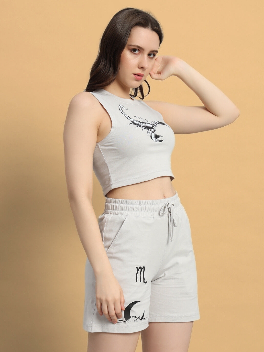 Women's Scorpius Co-Ord Set with Print (Grey)