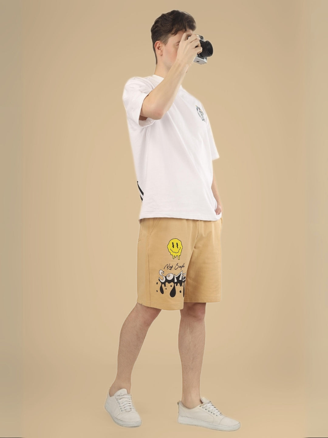 Keep Simple Some Regular Fit Shorts (Beige)