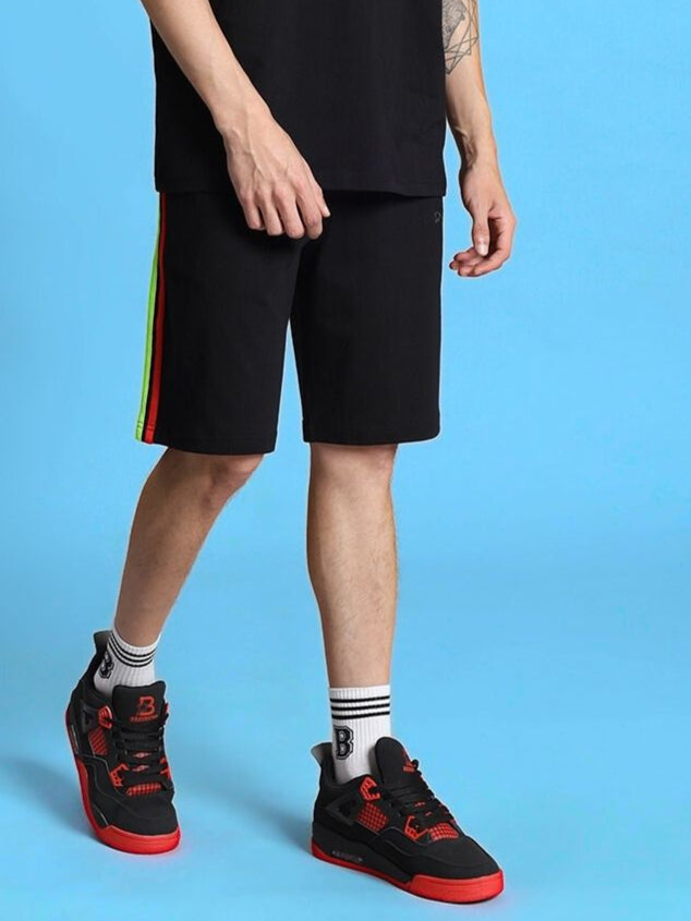 RAINBOW REGULAR FIT SHORTS (BLACK)