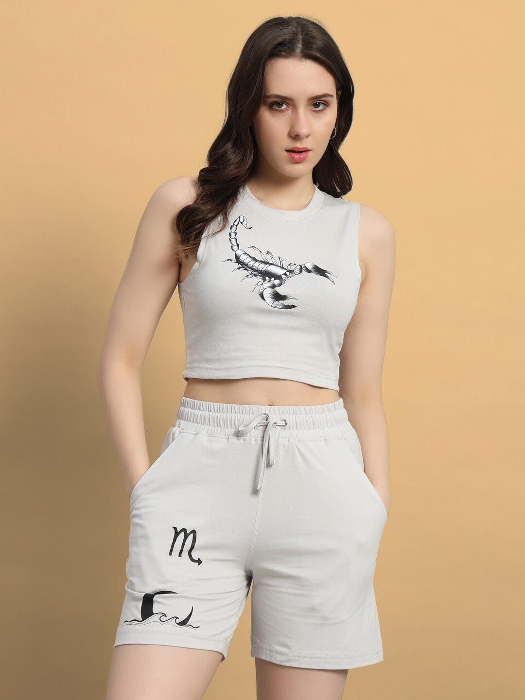 Women's Scorpius Co-Ord Set with Print (Grey)