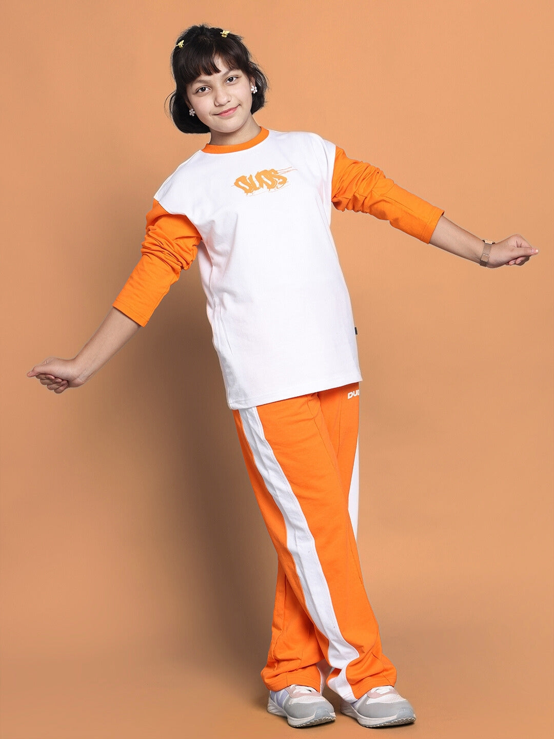 Rock & Roll Oversized Co-Ord Set Boys & Girls (White-Orange)