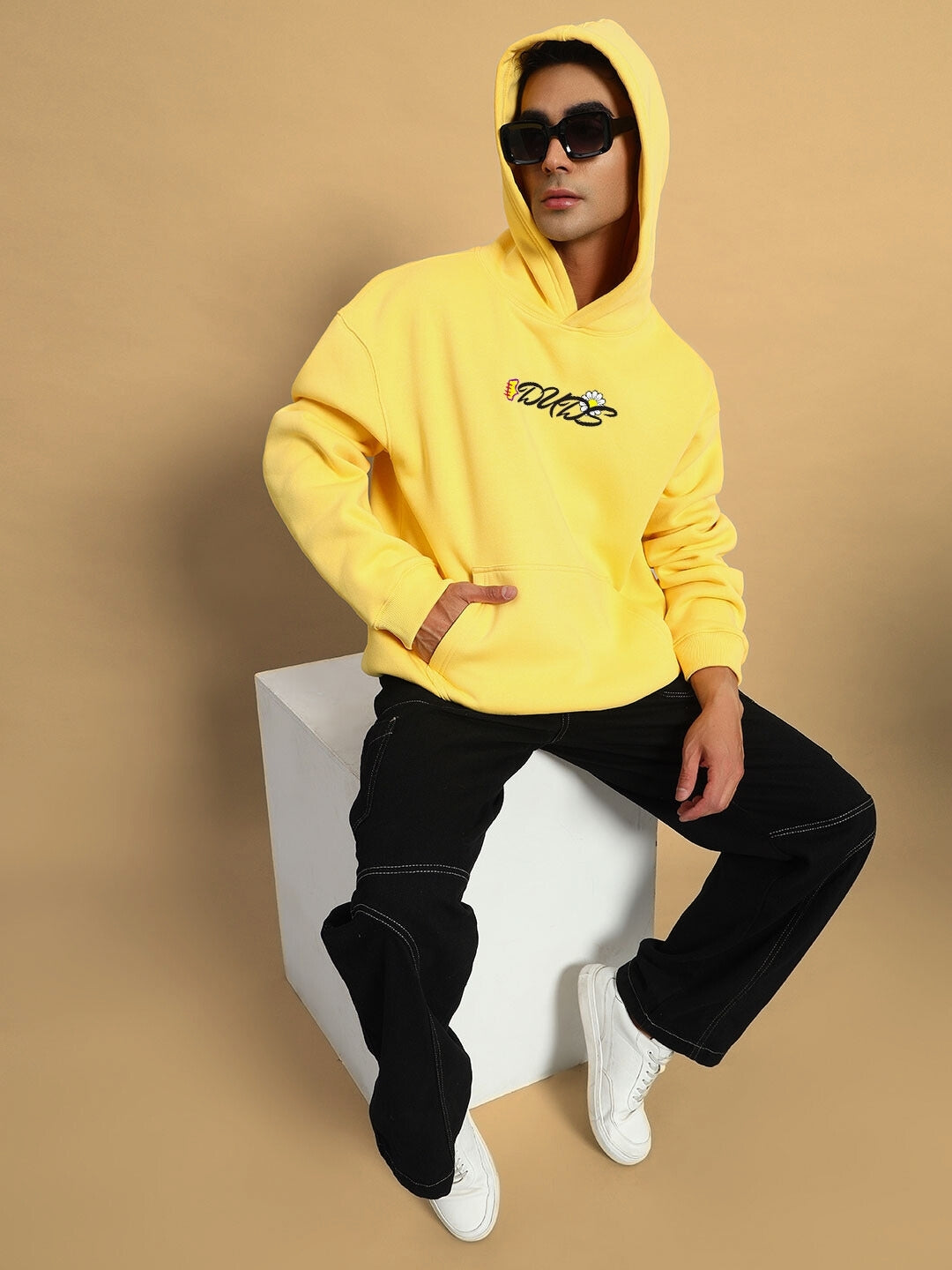 Confused Oversized Hoodie (Yellow)