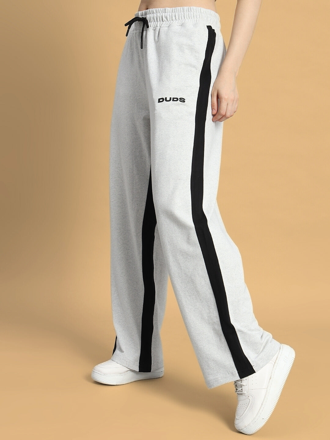 WOMEN'S SIDE SEAM BAGGY JOGGERS (MELANGE GREY-BLACK)