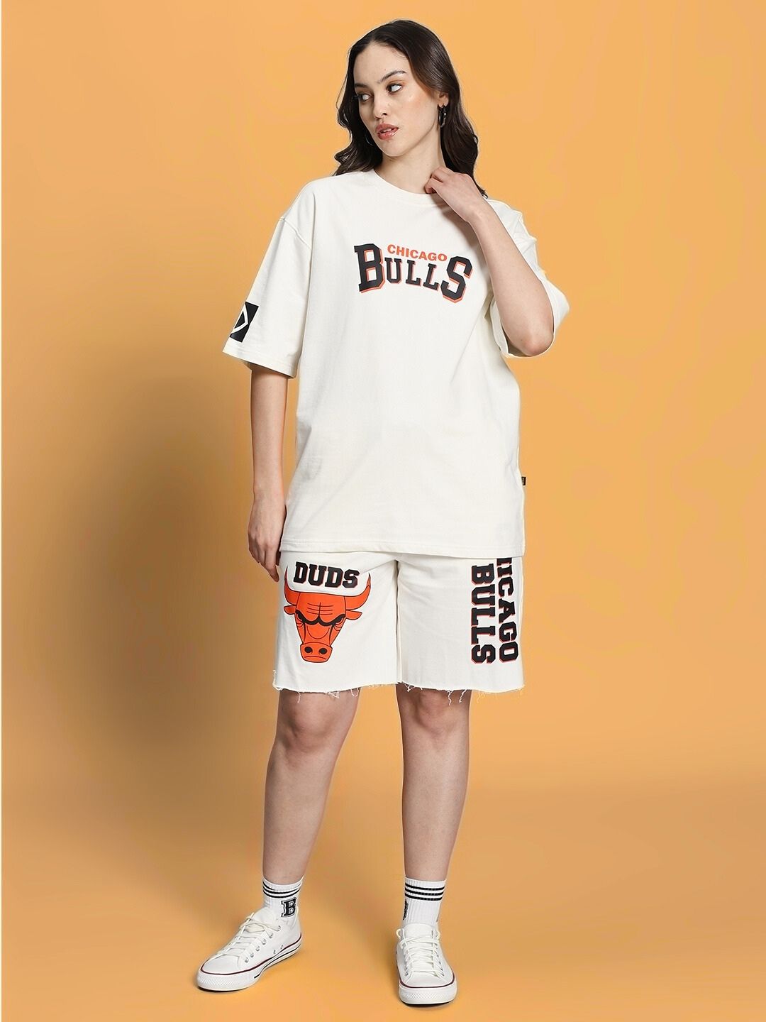 WOMEN'S BLAZE BULLS PRINT CO-ORD SET (OFF WHITE)