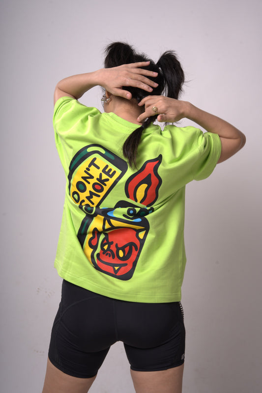 dont smoke over sized t shirt neon green