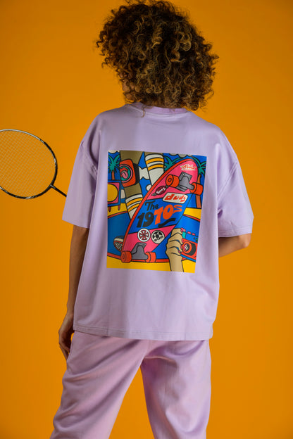 70's Skateboarder Over-Sized T-Shirt (Lilac) - Wearduds