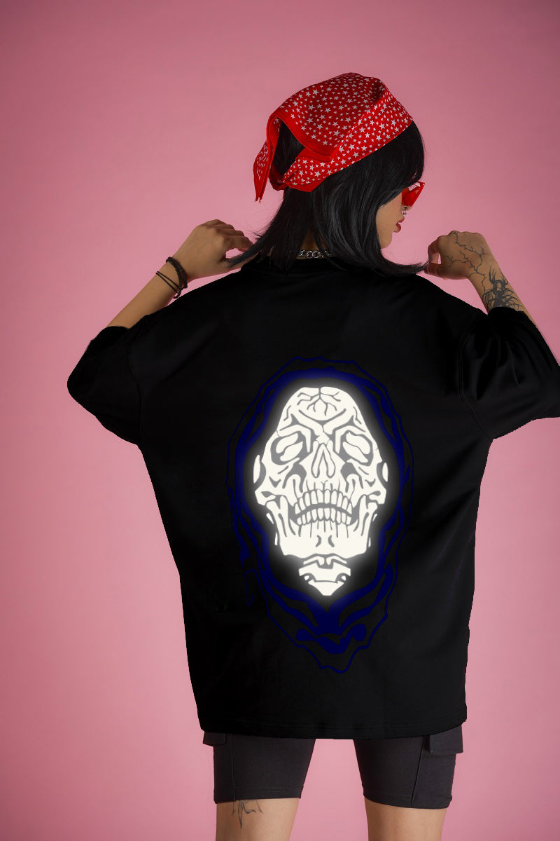 Skull Reflector Over-Sized T-Shirt (Black) - Wearduds