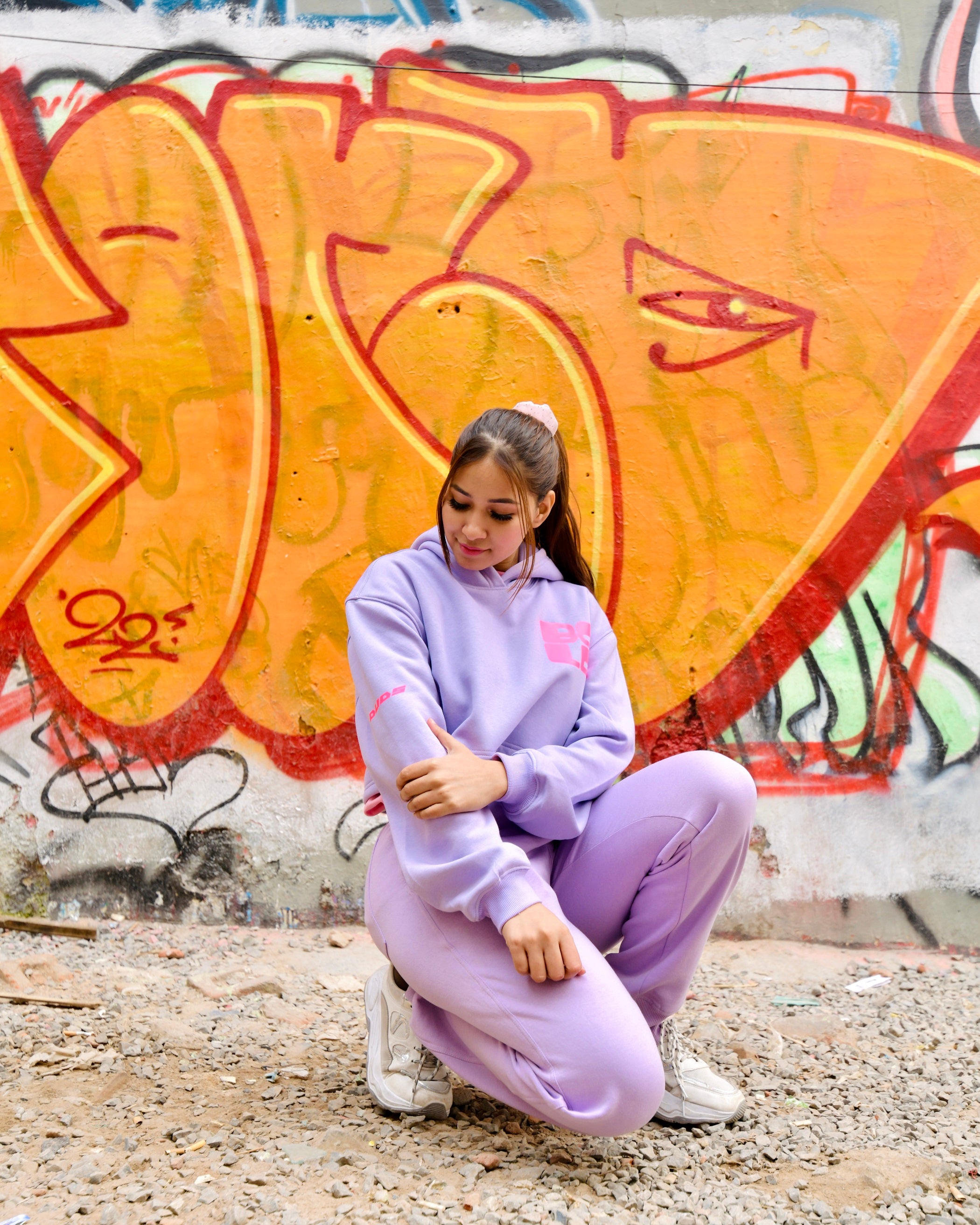 Bold Over- Sized Crop Hoodies (Lavender) - Wearduds