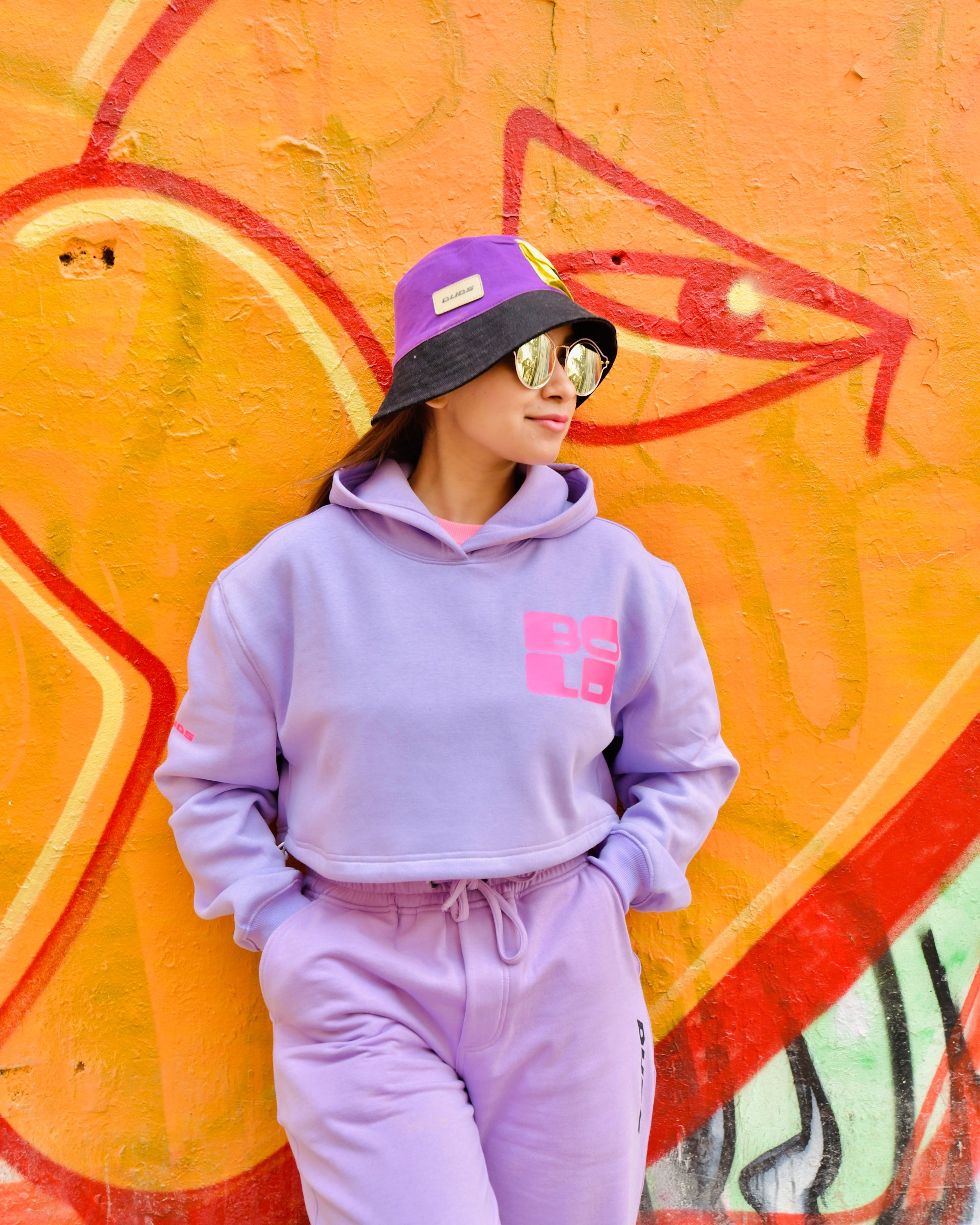 Bold Over- Sized Crop Hoodies (Lavender) - Wearduds