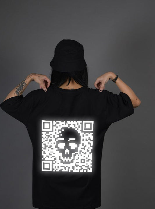 skull scanner reflector over sized t shirt black