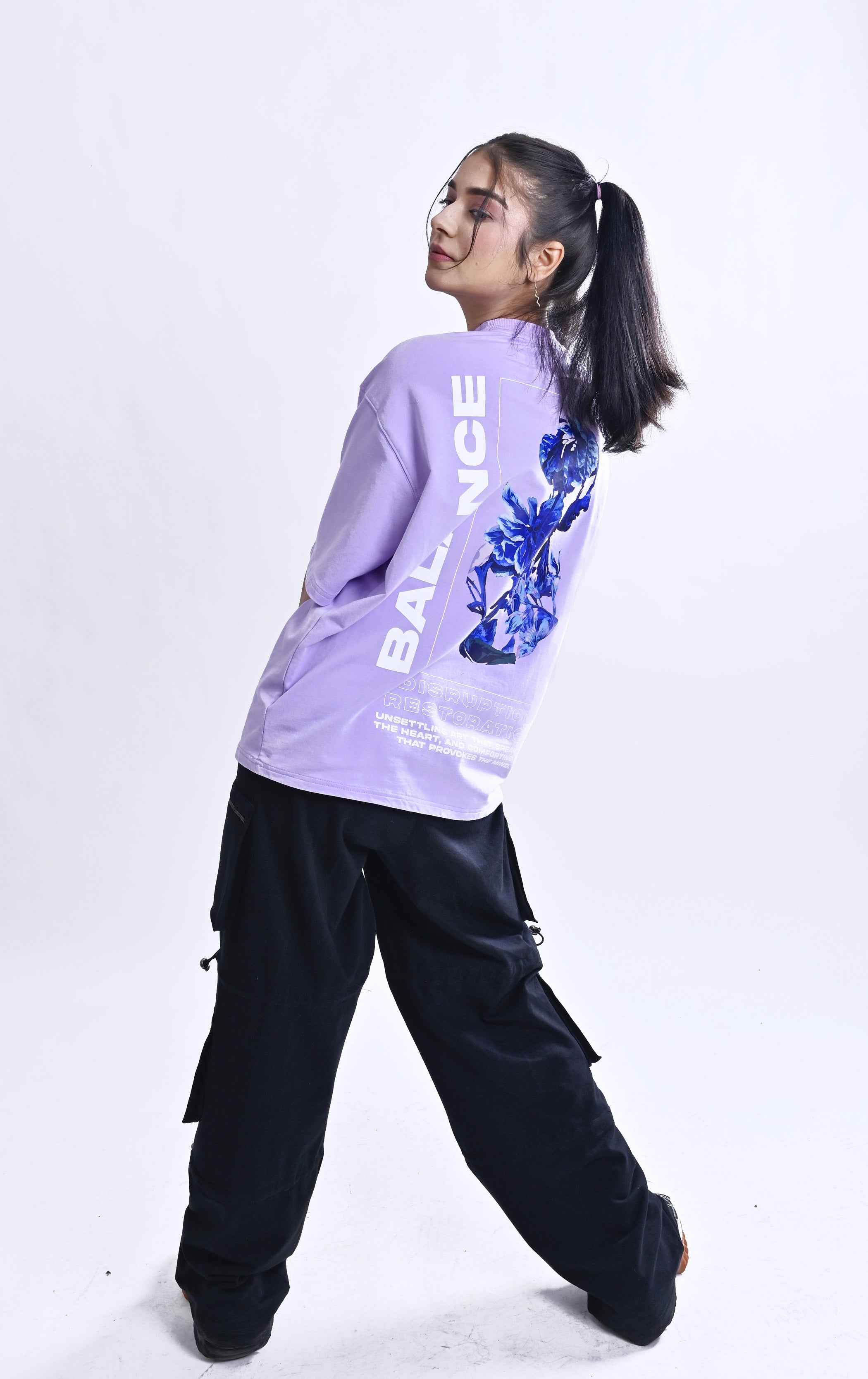 Balance Over-Sized T-Shirt (Lilac) - Wearduds