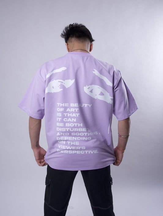 beauty of art over sized t shirt lilac
