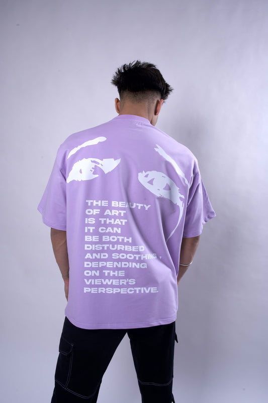 beauty of art over sized t shirt lilac