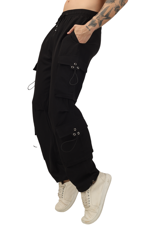 copy of street wear parachute cargo pants black