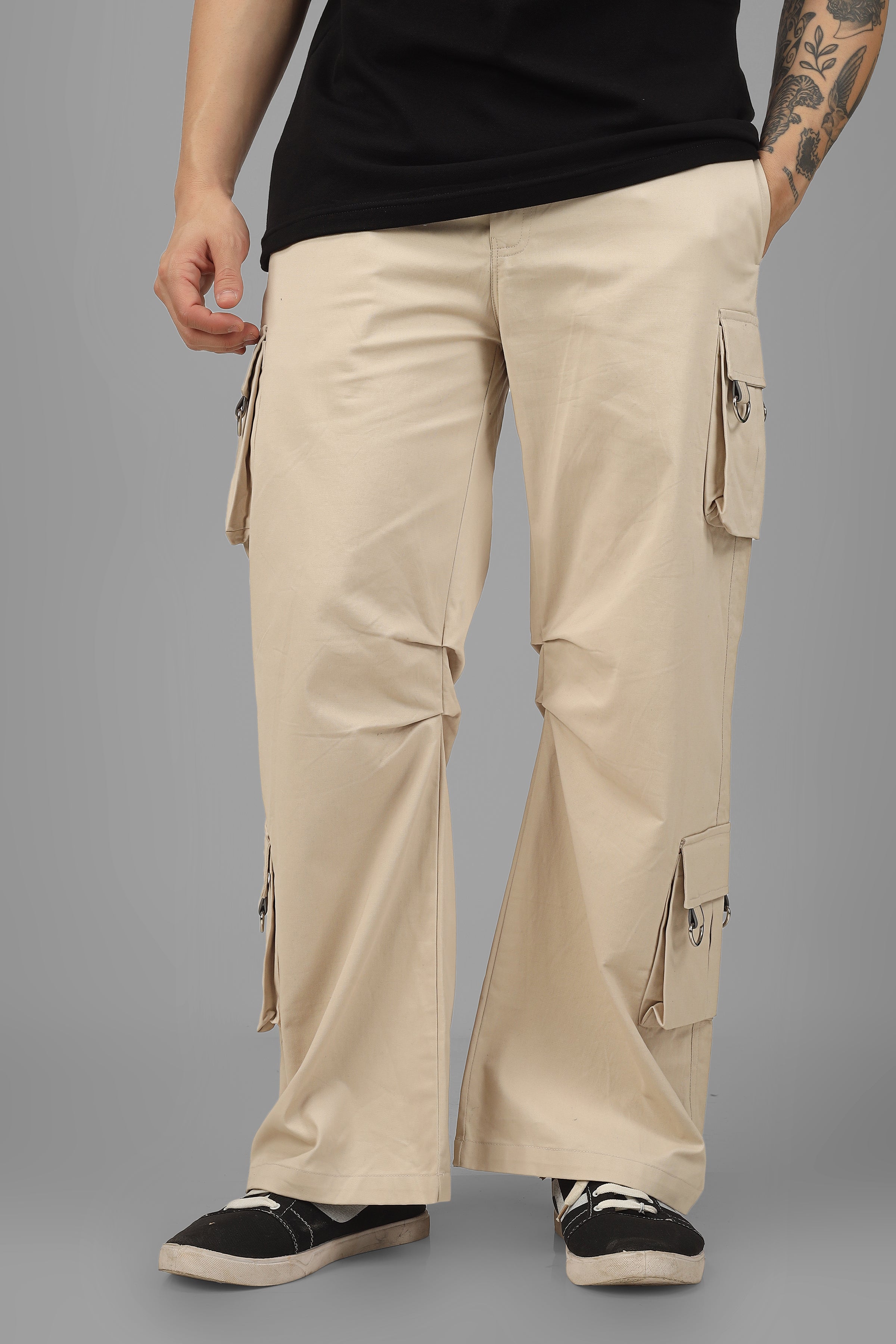 Arcadia White 6 Pocket Cargo Pants With Buckle & Reflector - Wearduds