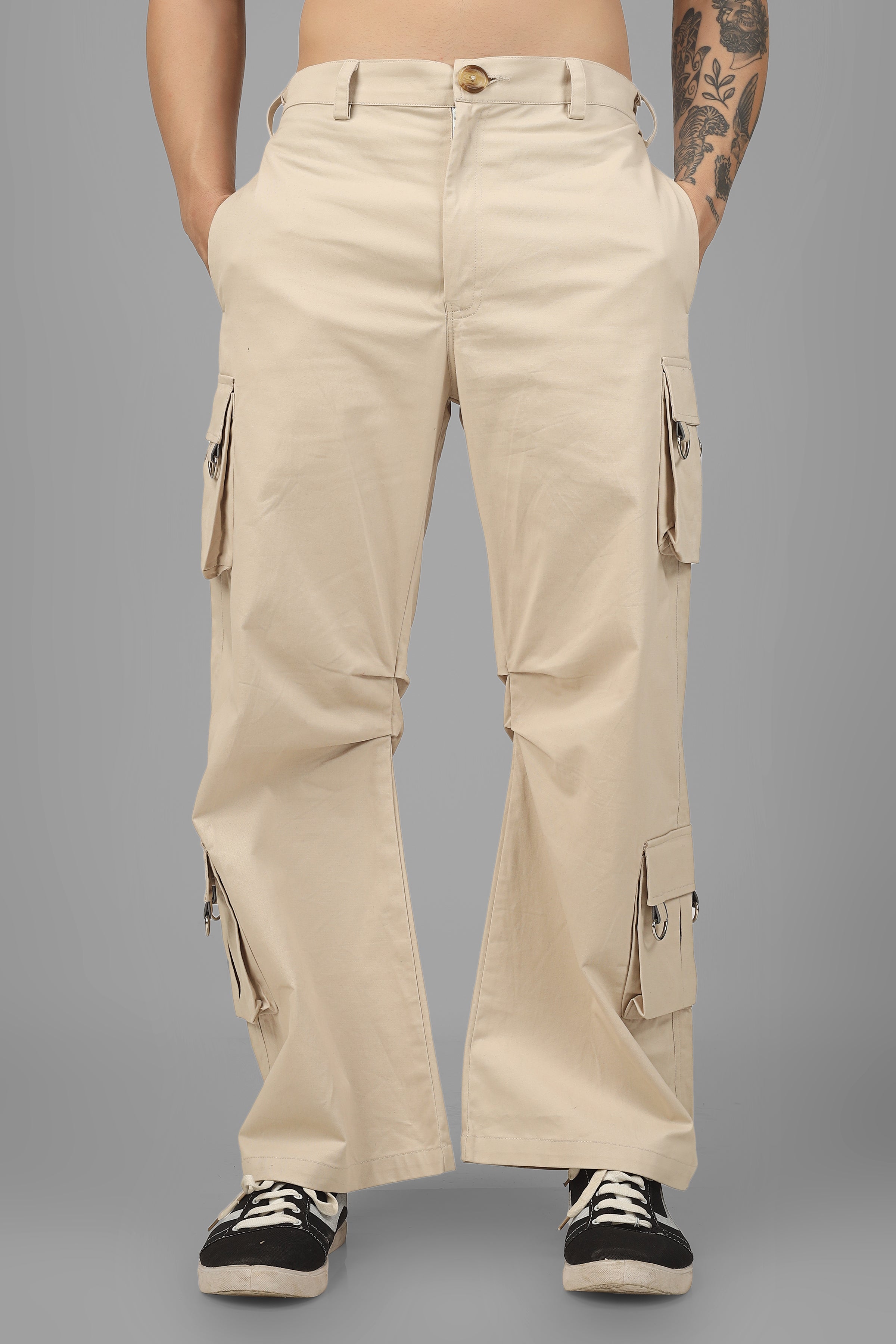 Arcadia White 6 Pocket Cargo Pants With Buckle & Reflector - Wearduds