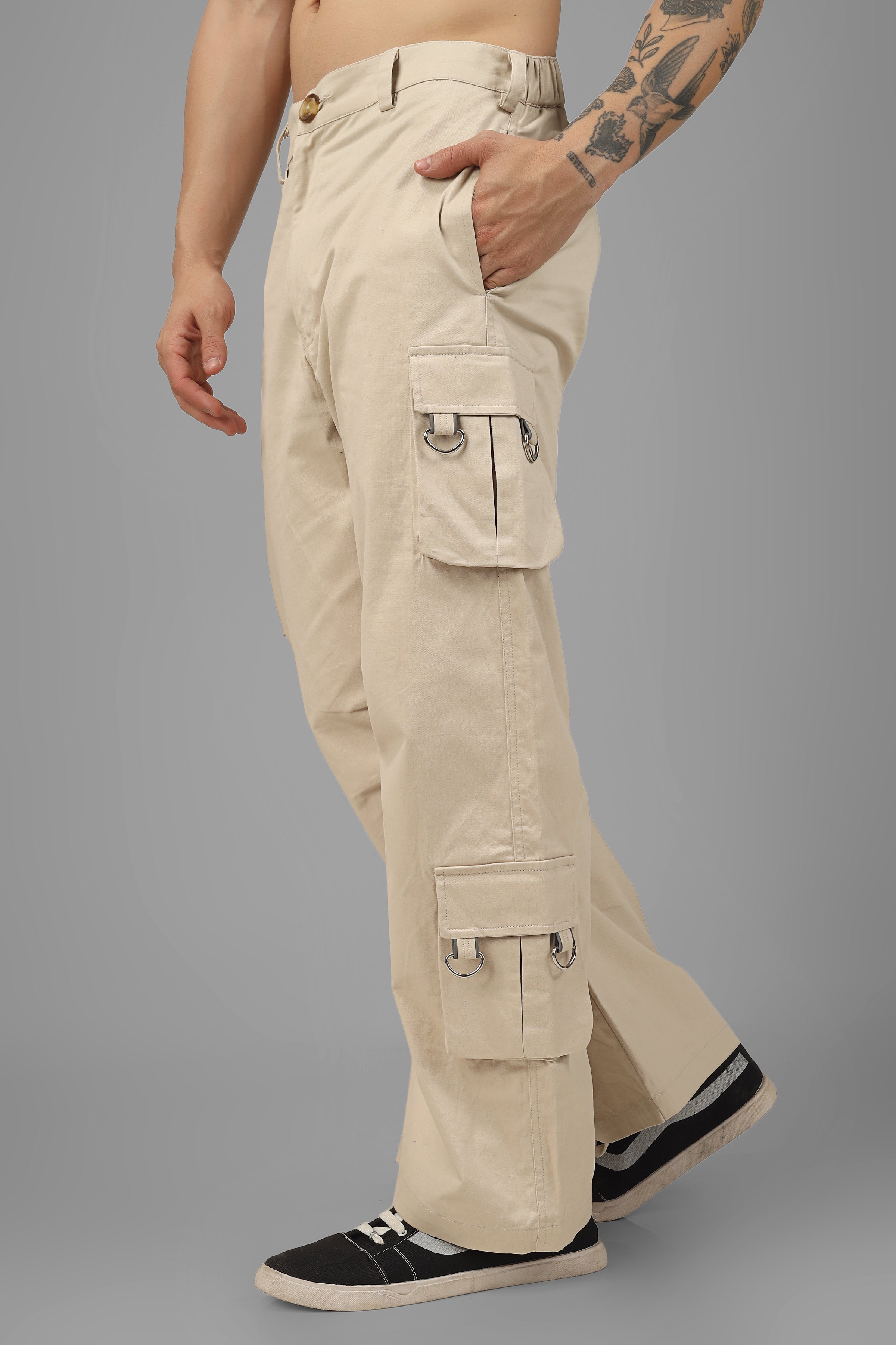 Arcadia White 6 Pocket Cargo Pants With Buckle & Reflector - Wearduds