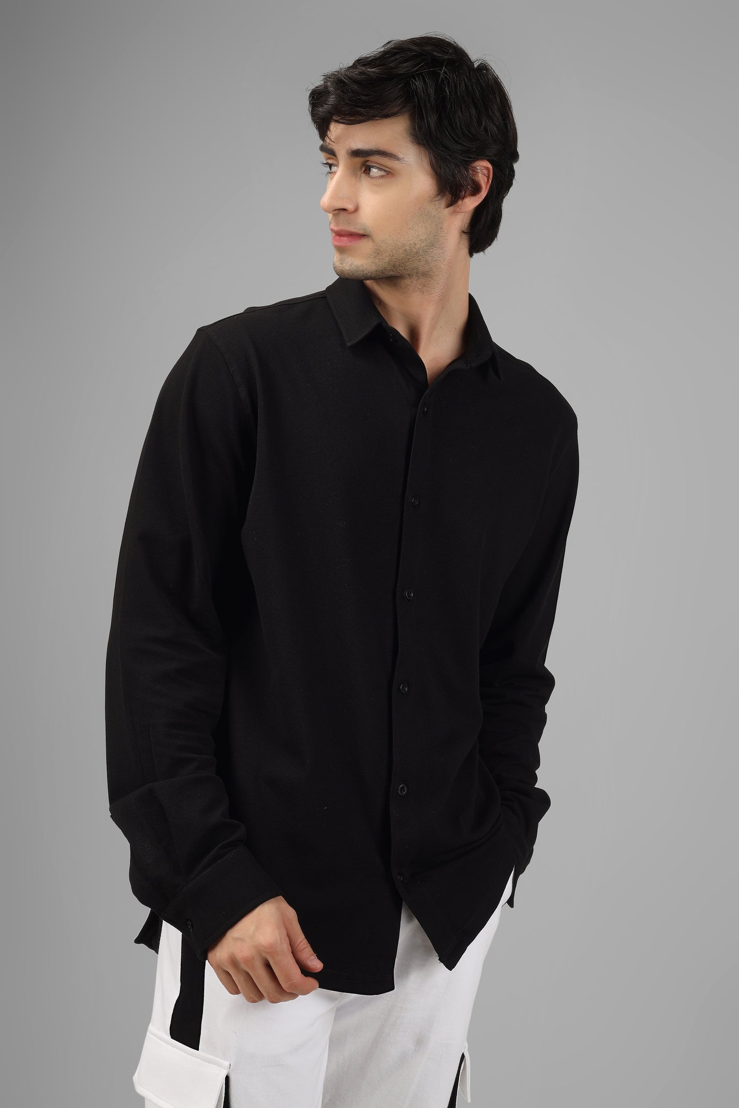 Black Sporty Pique Shirt - Wearduds