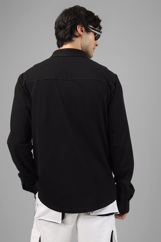 black sporty pique shirt