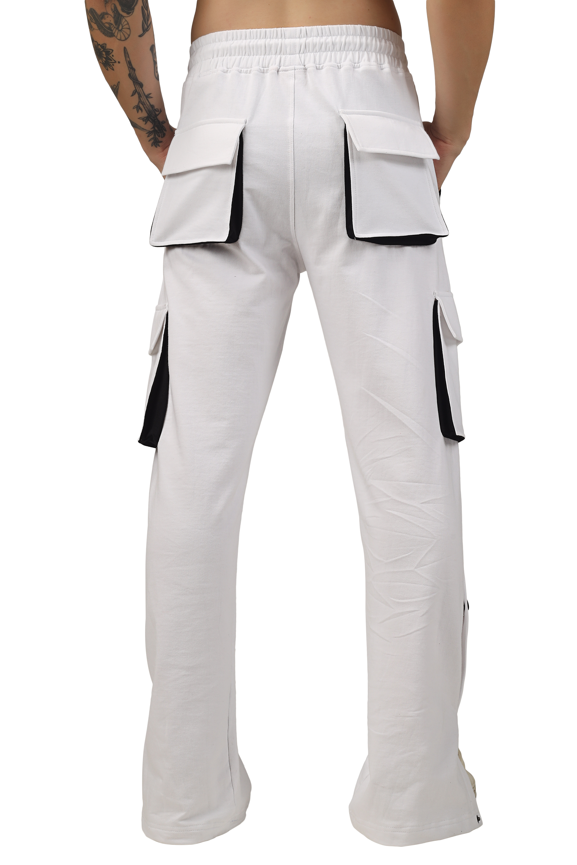 6 Pocket Cargo Pant White & Black Highlighter - Wearduds