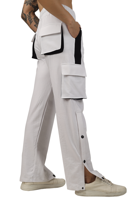 6 pocket cargo pant white black highlighter 1