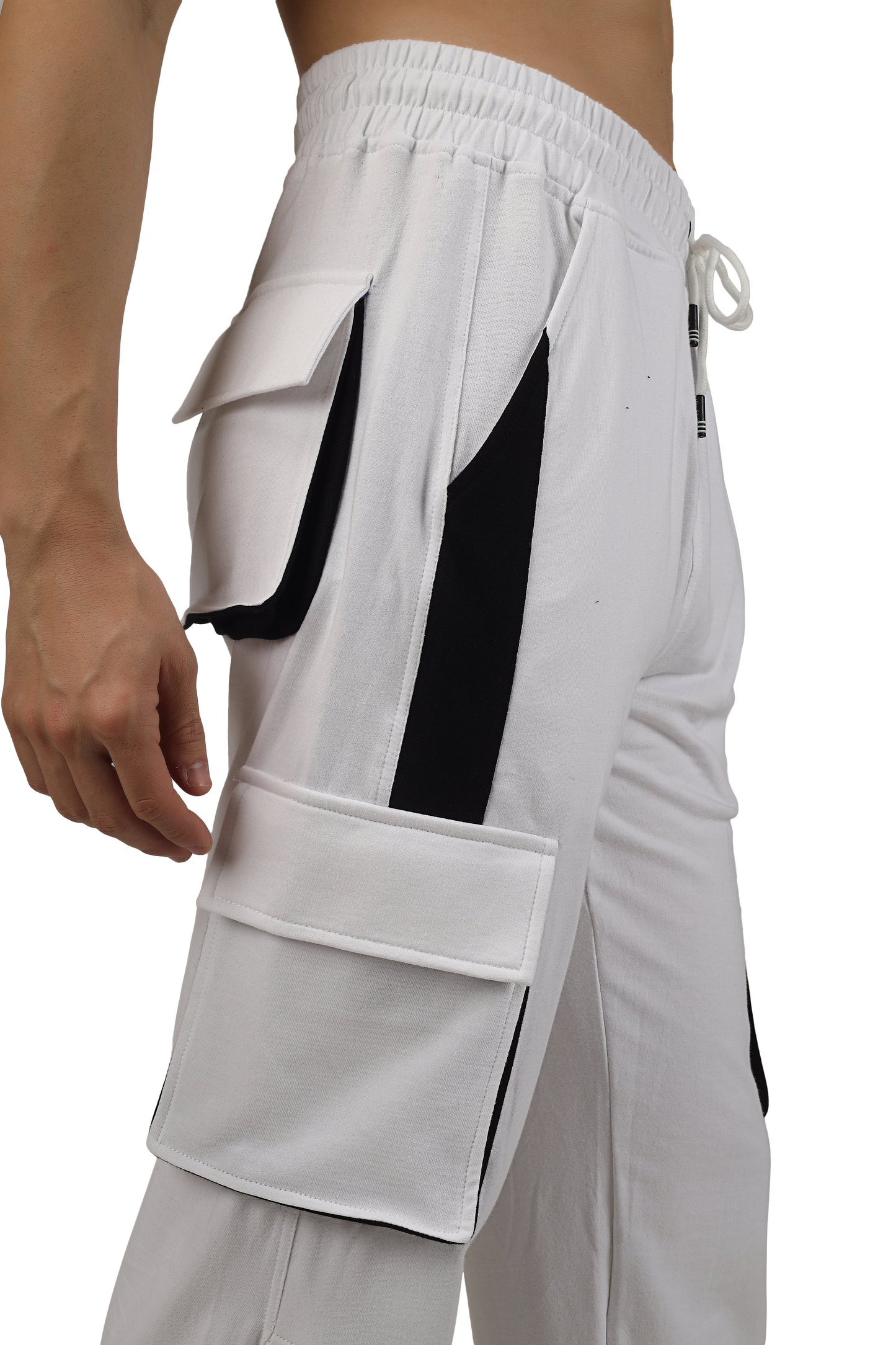 6 Pocket Cargo Pant White & Black Highlighter - Wearduds