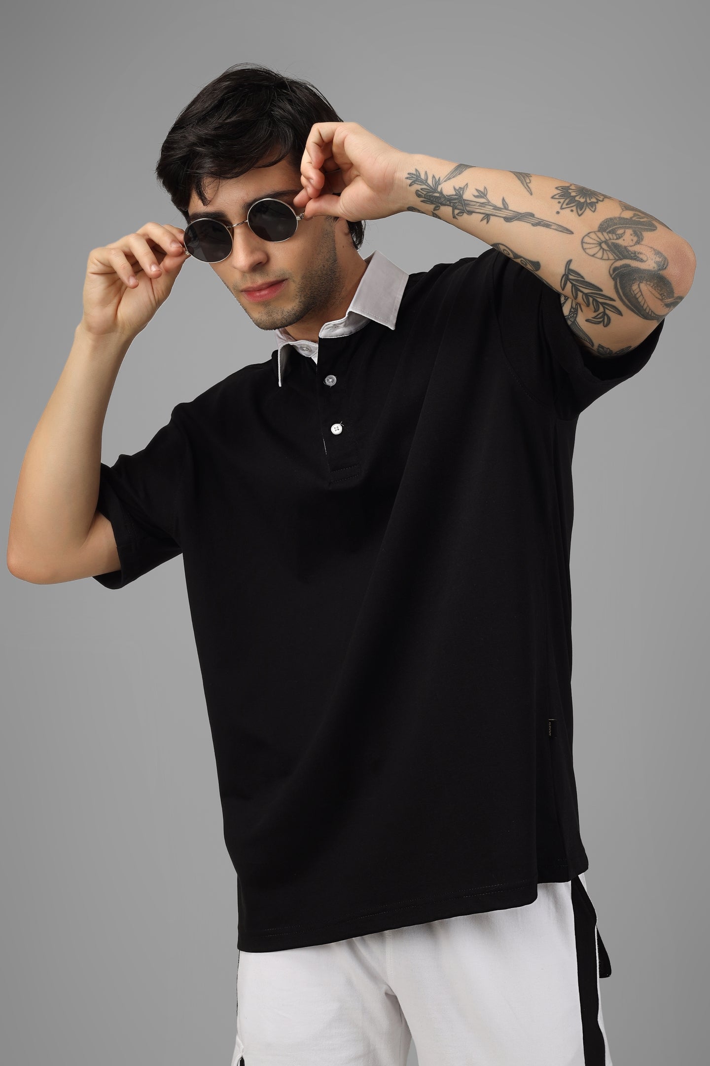 Black Polo Neck Zipper T-Shirt - Wearduds