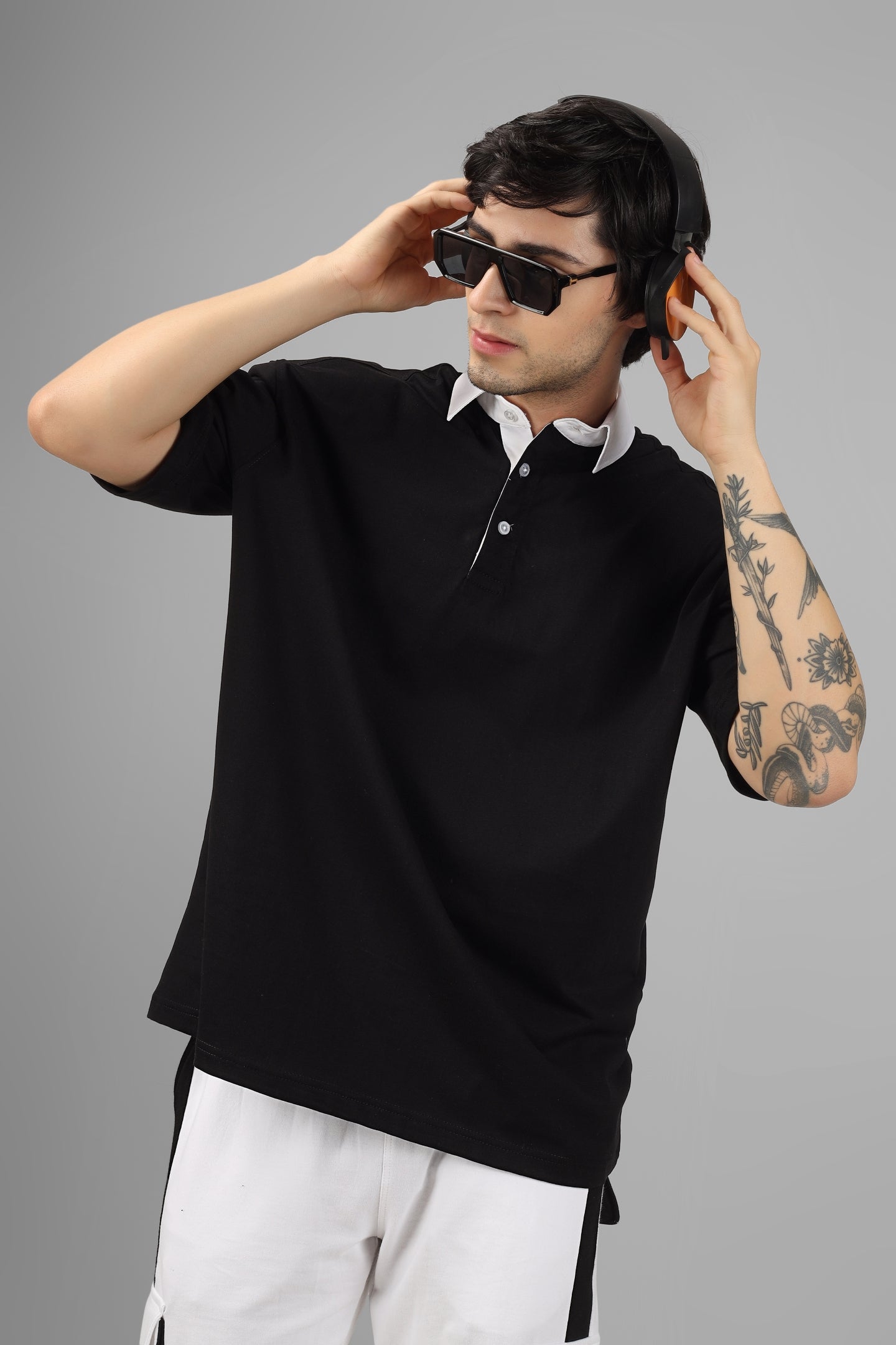 Black Polo Neck Zipper T-Shirt - Wearduds