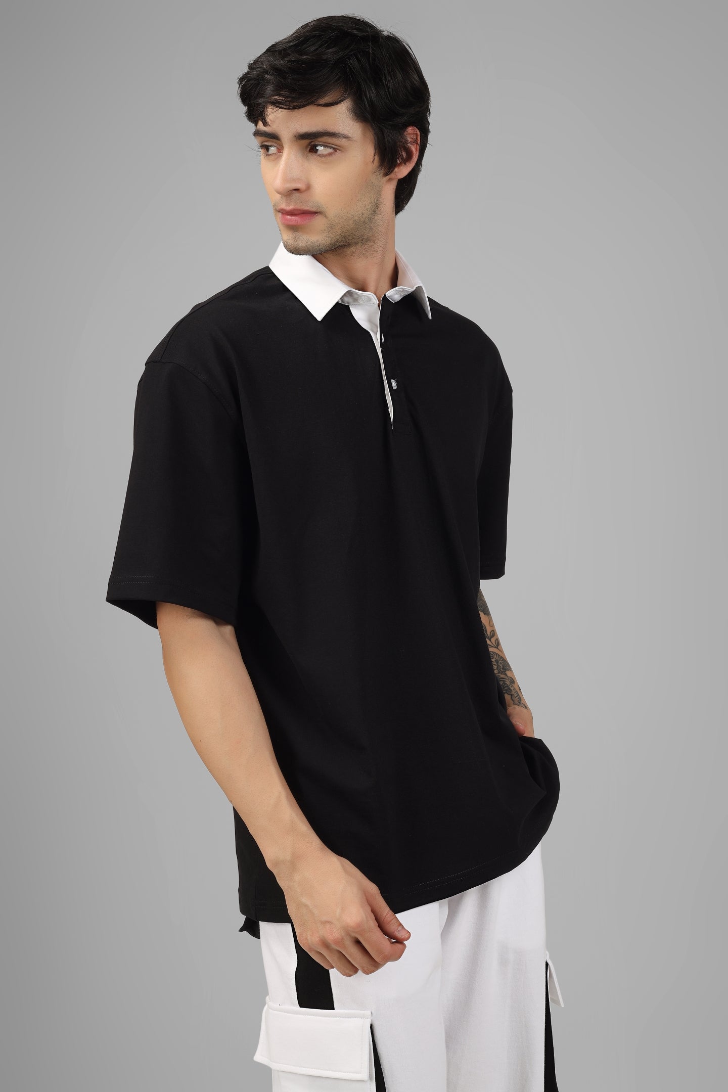 Black Polo Neck Zipper T-Shirt - Wearduds