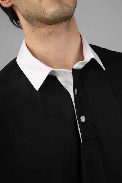 Black Polo Neck Zipper T-Shirt - Wearduds