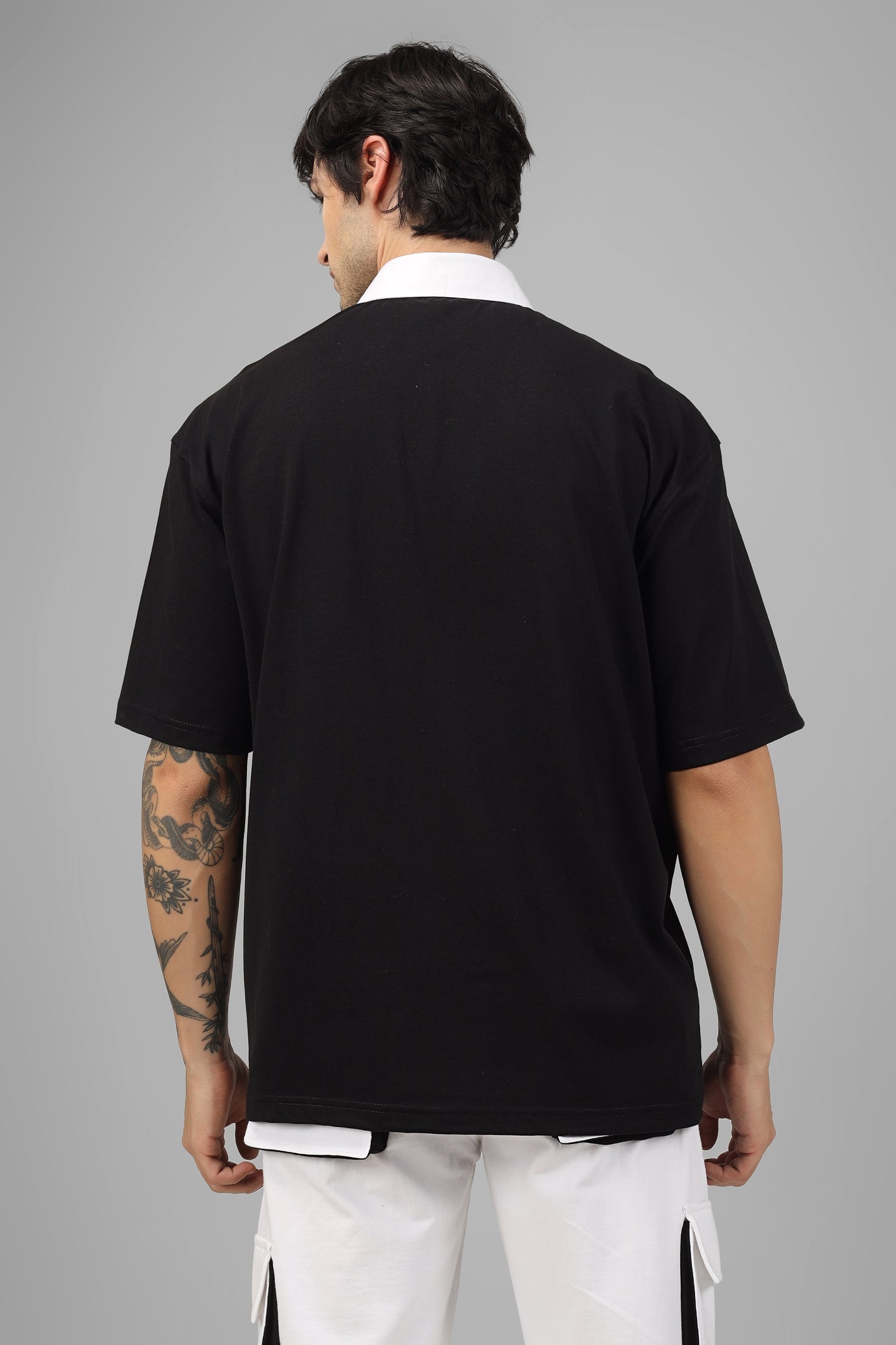 Black Polo Neck Zipper T-Shirt - Wearduds