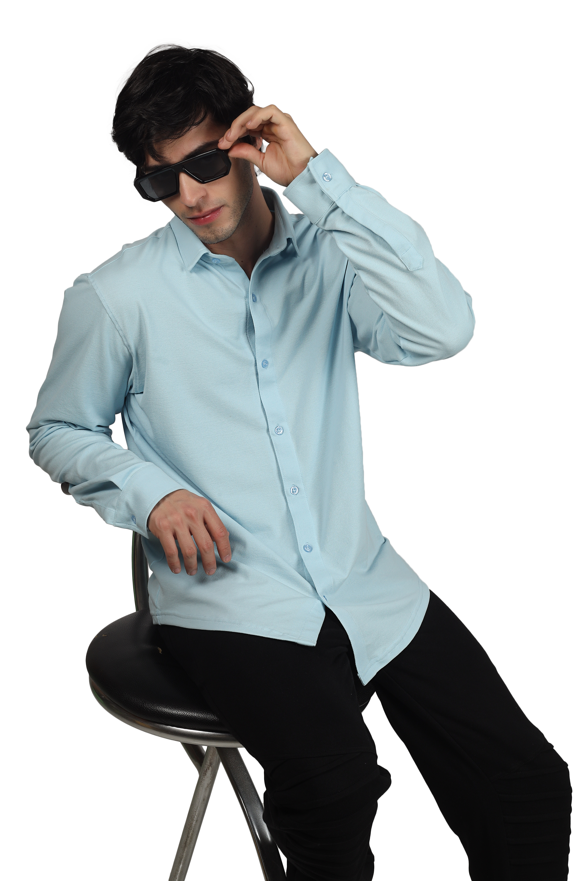 Powder Blue Sporty Pique Shirt - Wearduds