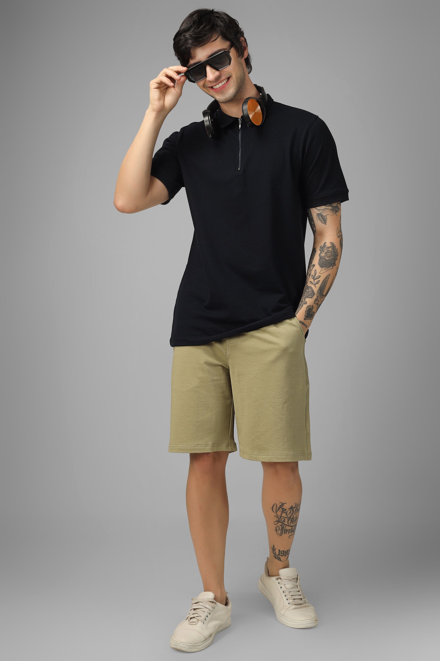 Black Polo Neck Zipper T-Shirt - Wearduds
