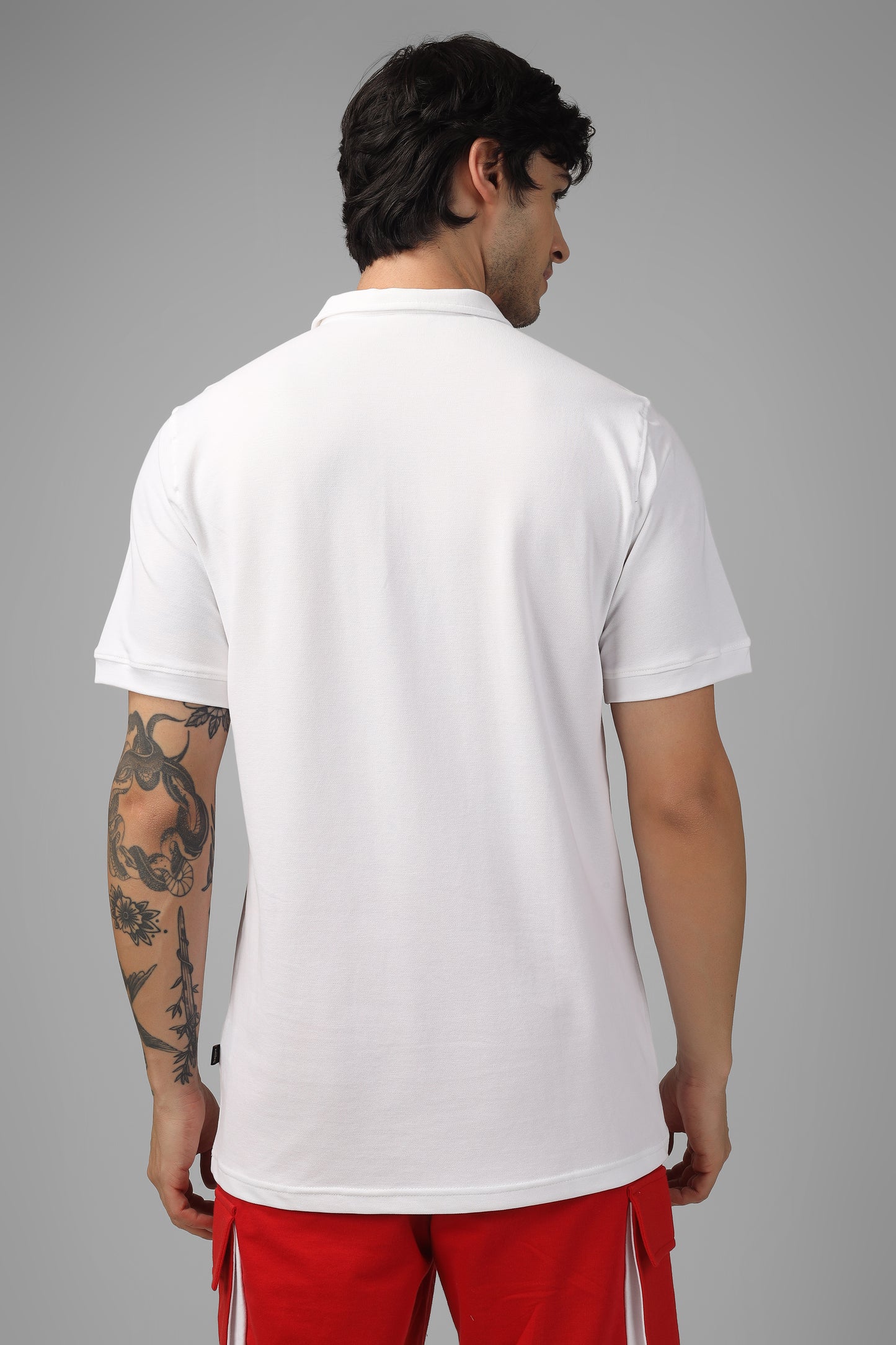 White Polo Neck Zipper T-Shirt - Wearduds