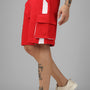 Contra Regular Fit Cargo Shorts (Red & White)