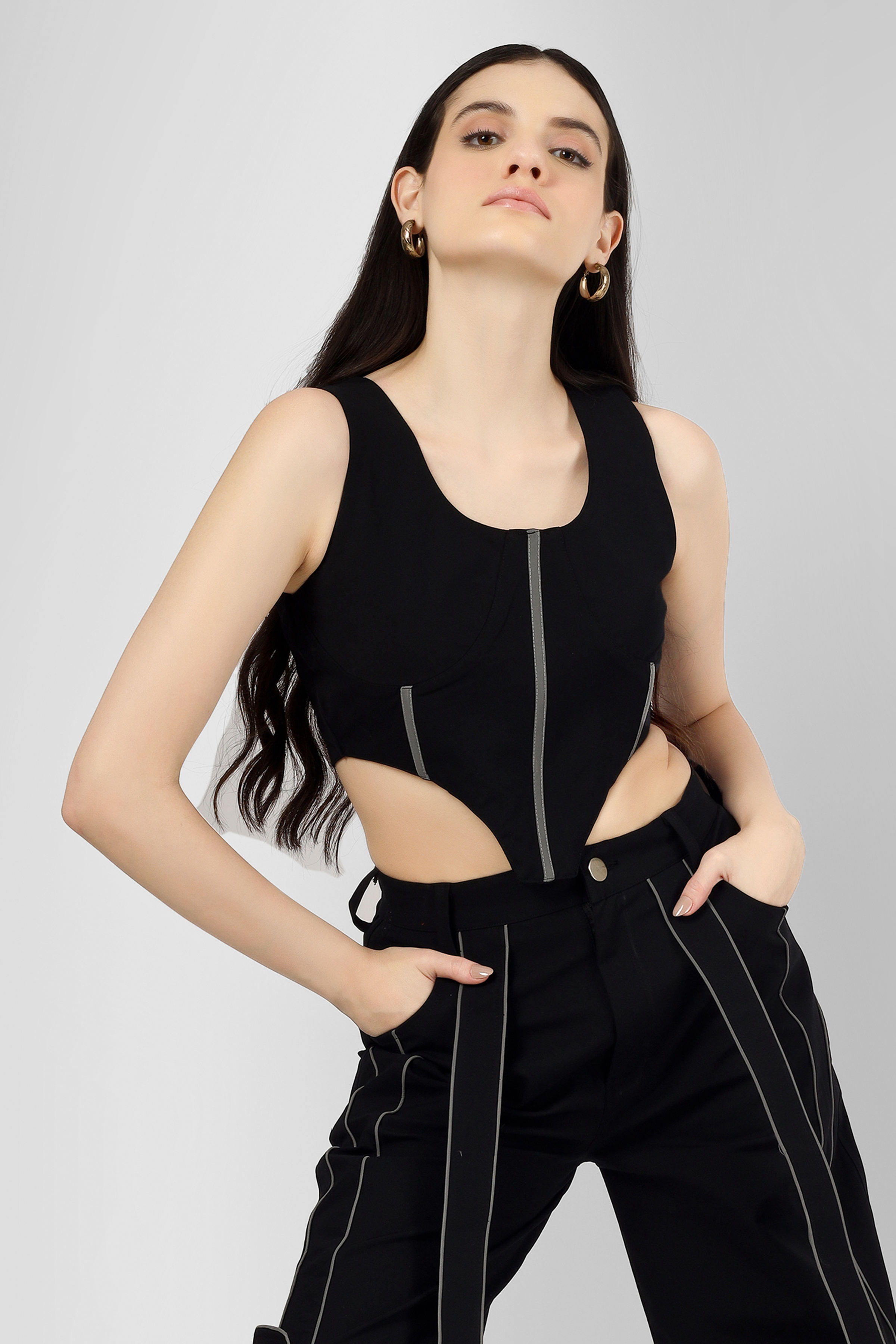 Reflective Corset Top (Black) - Wearduds