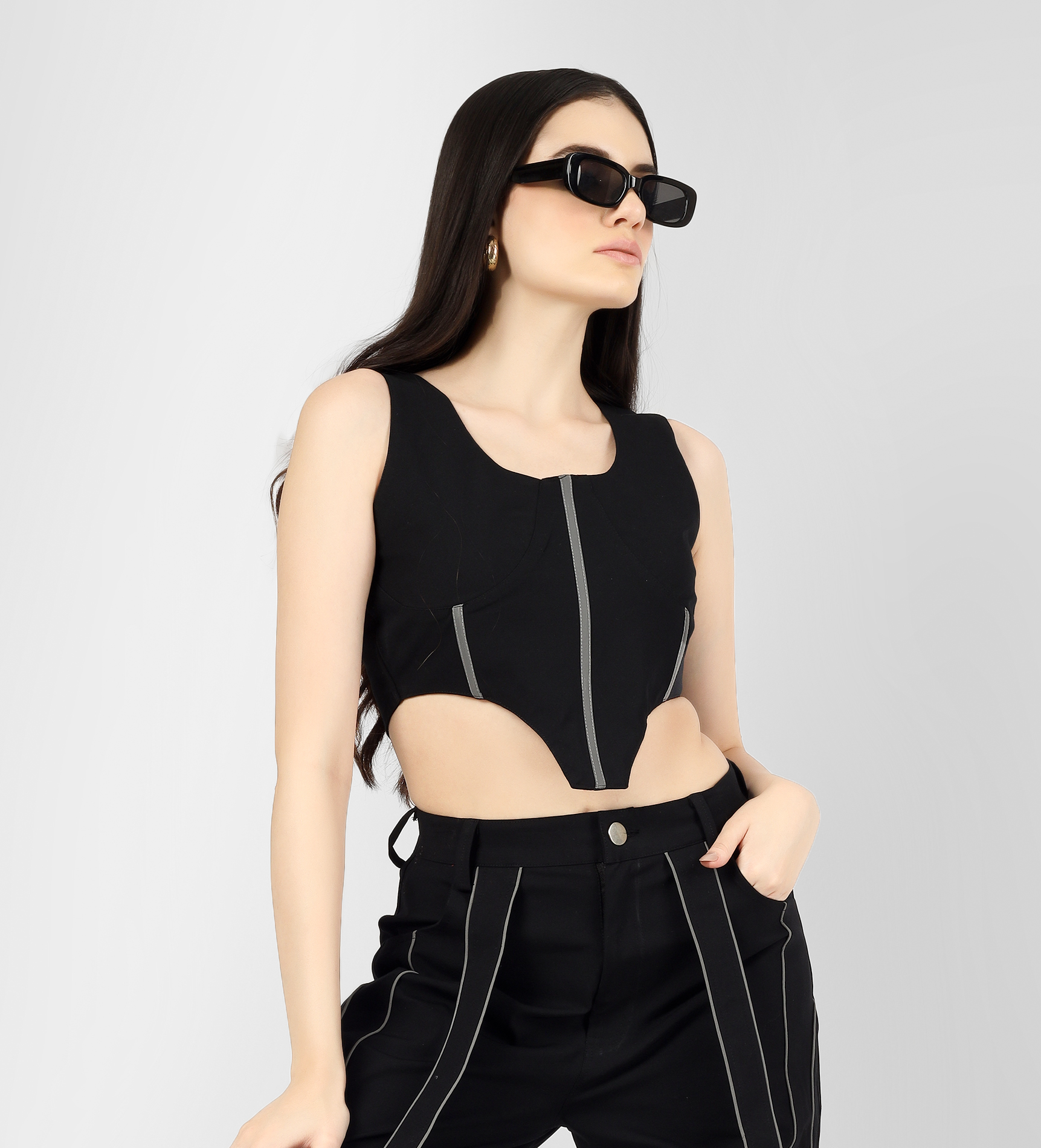 Reflective Corset Top (Black) - Wearduds