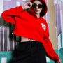 Bold Over- Sized Crop Hoodies (Red)