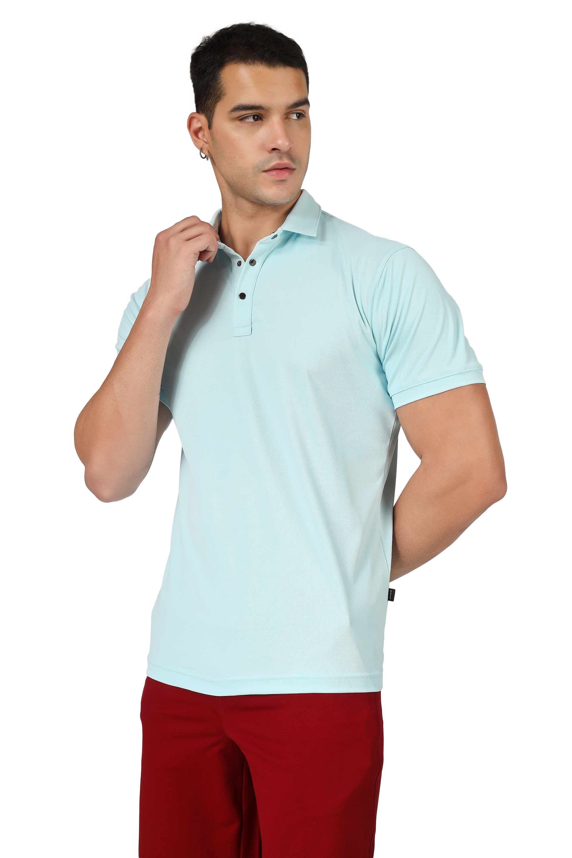 Powder Blue Polo Neck T-Shirt - Wearduds