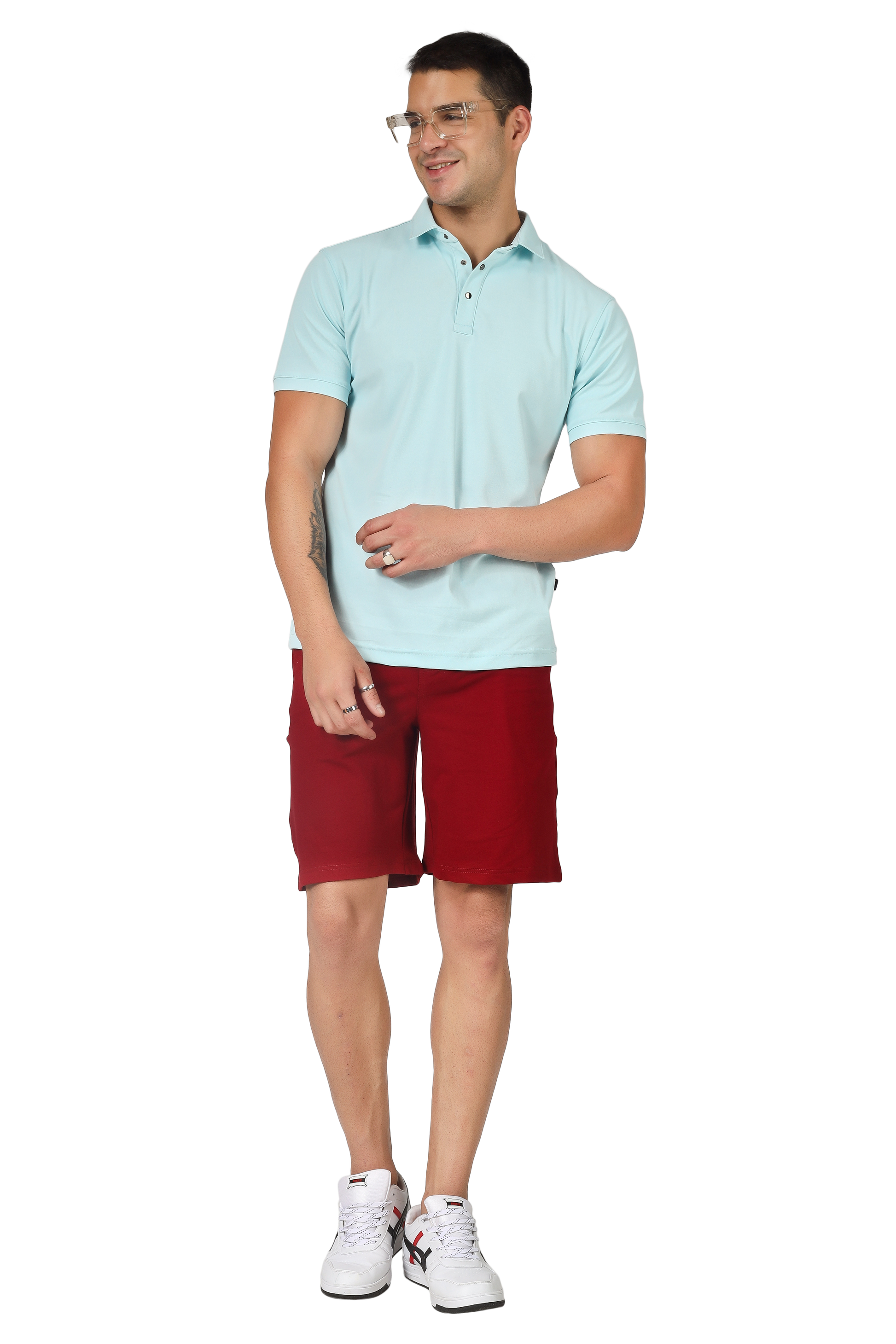 Powder Blue Polo Neck T-Shirt - Wearduds