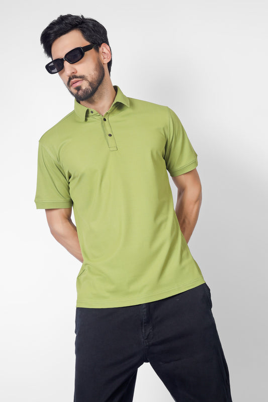 green polo neck t shirt