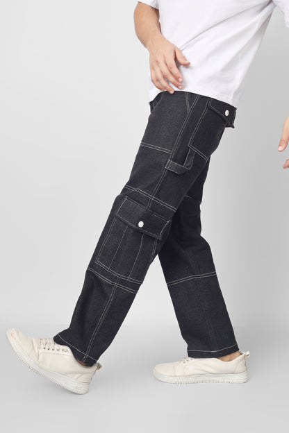 6 Pocket Black Carpenter Cargo Pants - Wearduds