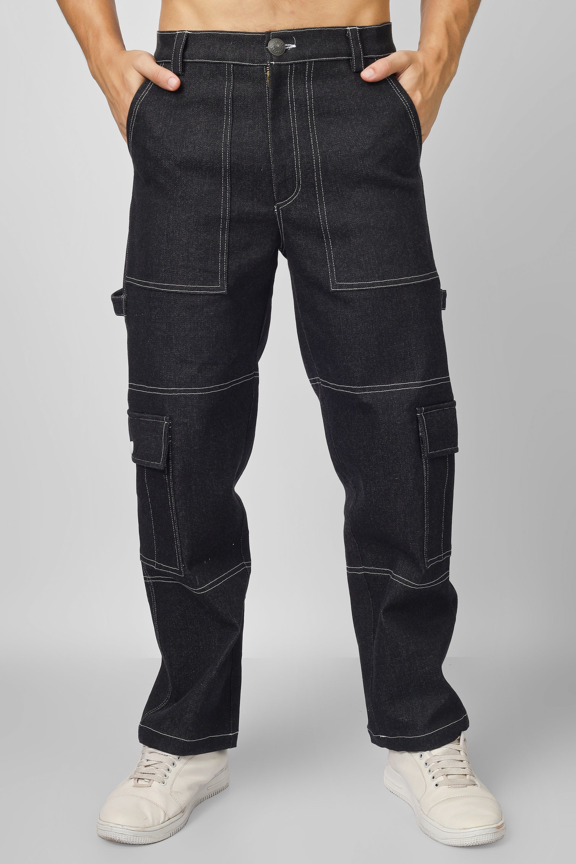 Trendsi Elastic Waist Cargo Pants Black / L