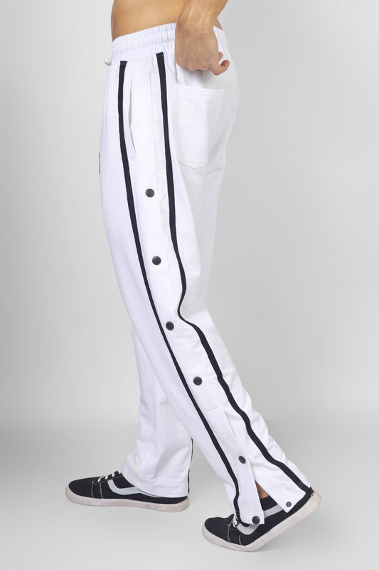 contrast panel joggers white