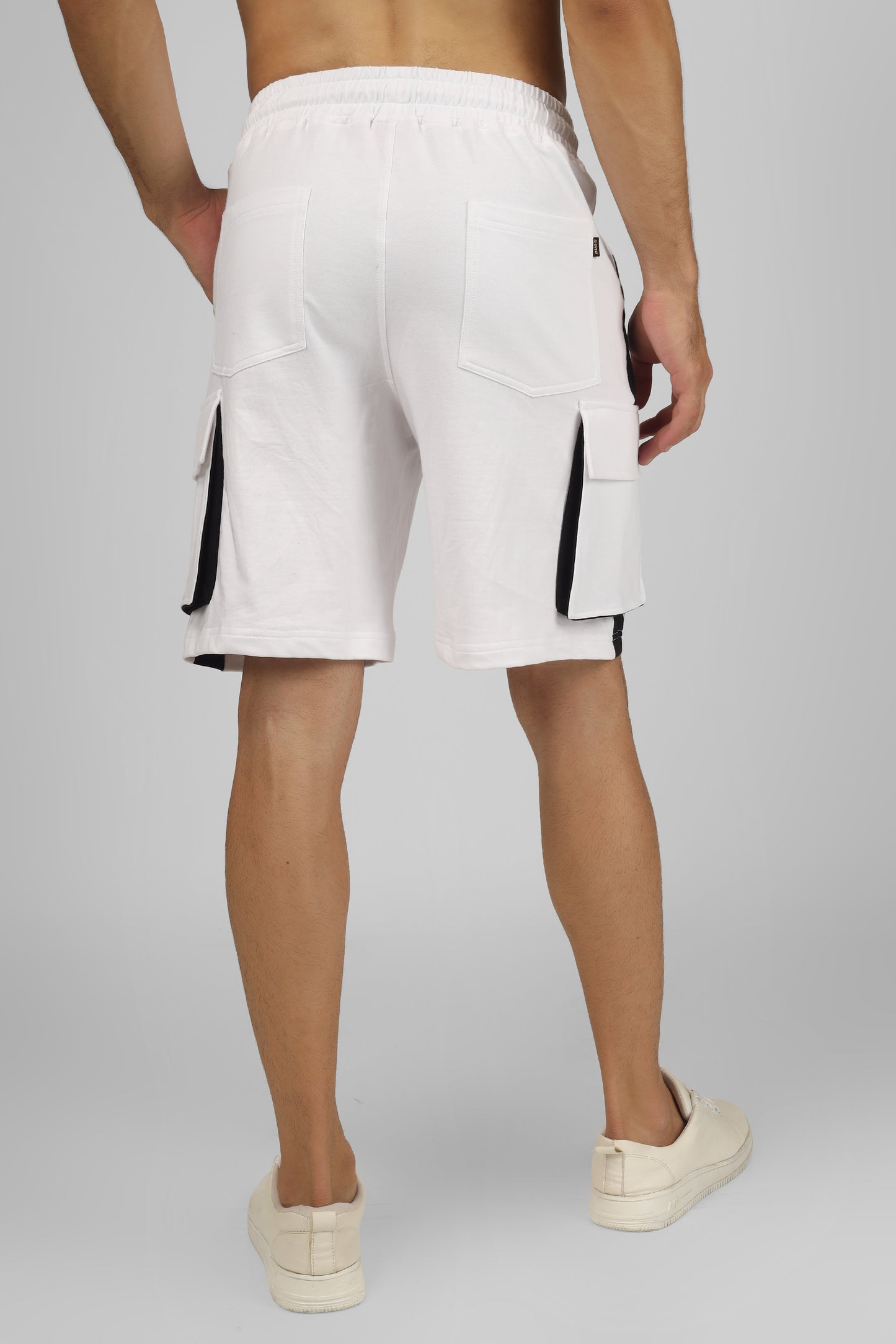 Regular Fit Cargo Shorts (White & Black) - Wearduds