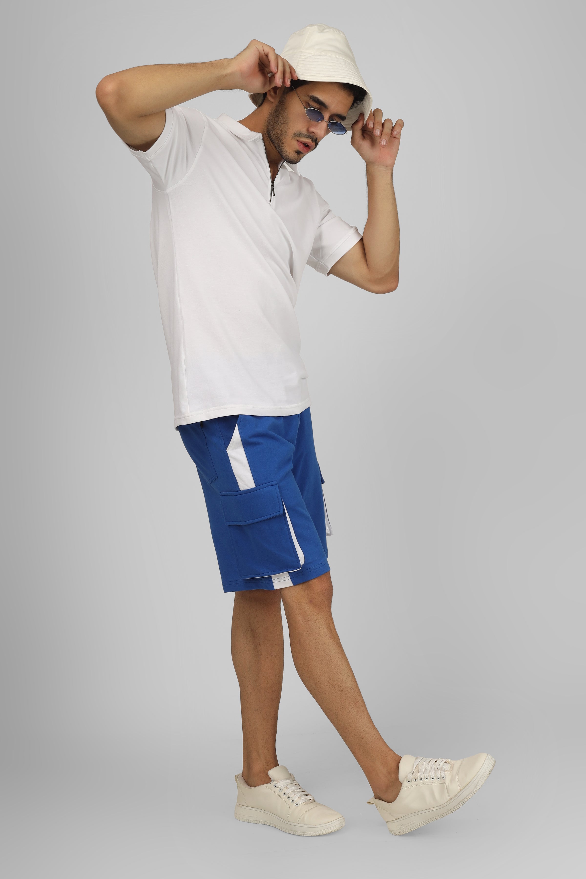 Regular Fit Cargo Shorts (Royal Blue & White) - Wearduds